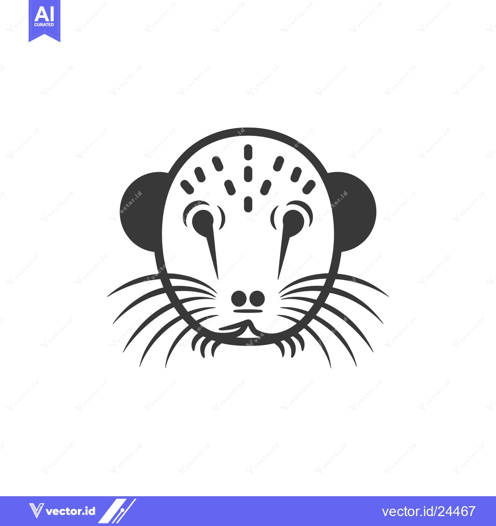 Premium Vector dari Black and White Illustration of a Weasel's Face