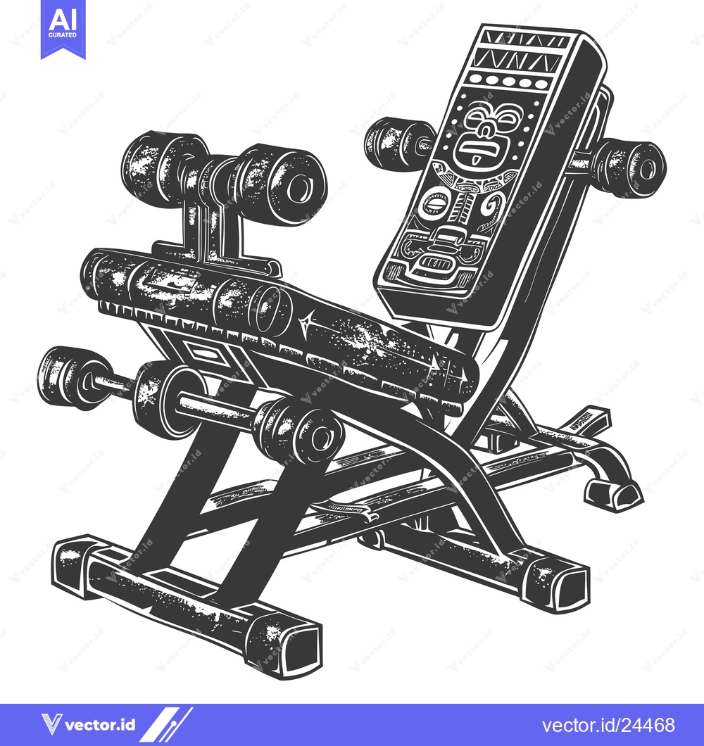 Premium Vector dari Black and White Illustration of a Weight Bench with Dumbbells