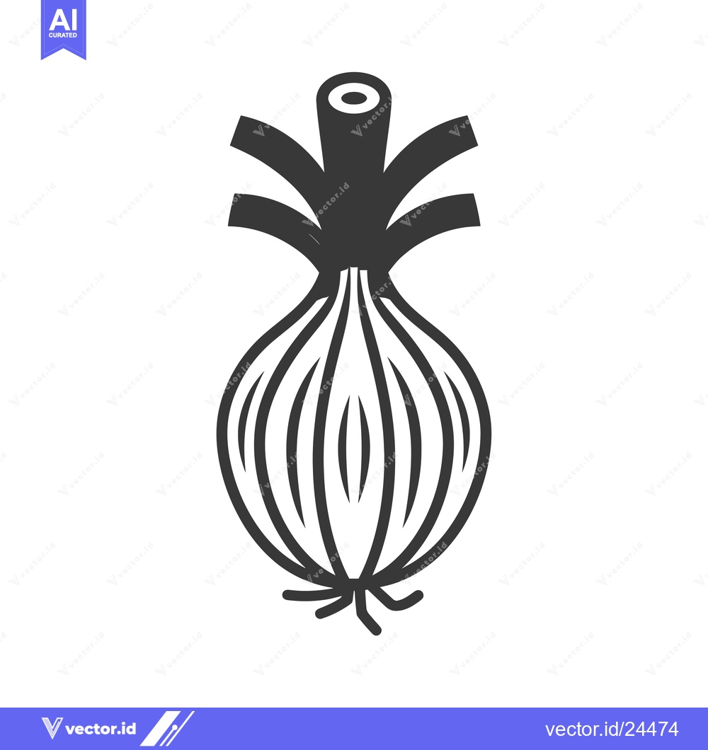 Premium Vector of Black and White Illustration of a Whole Onion