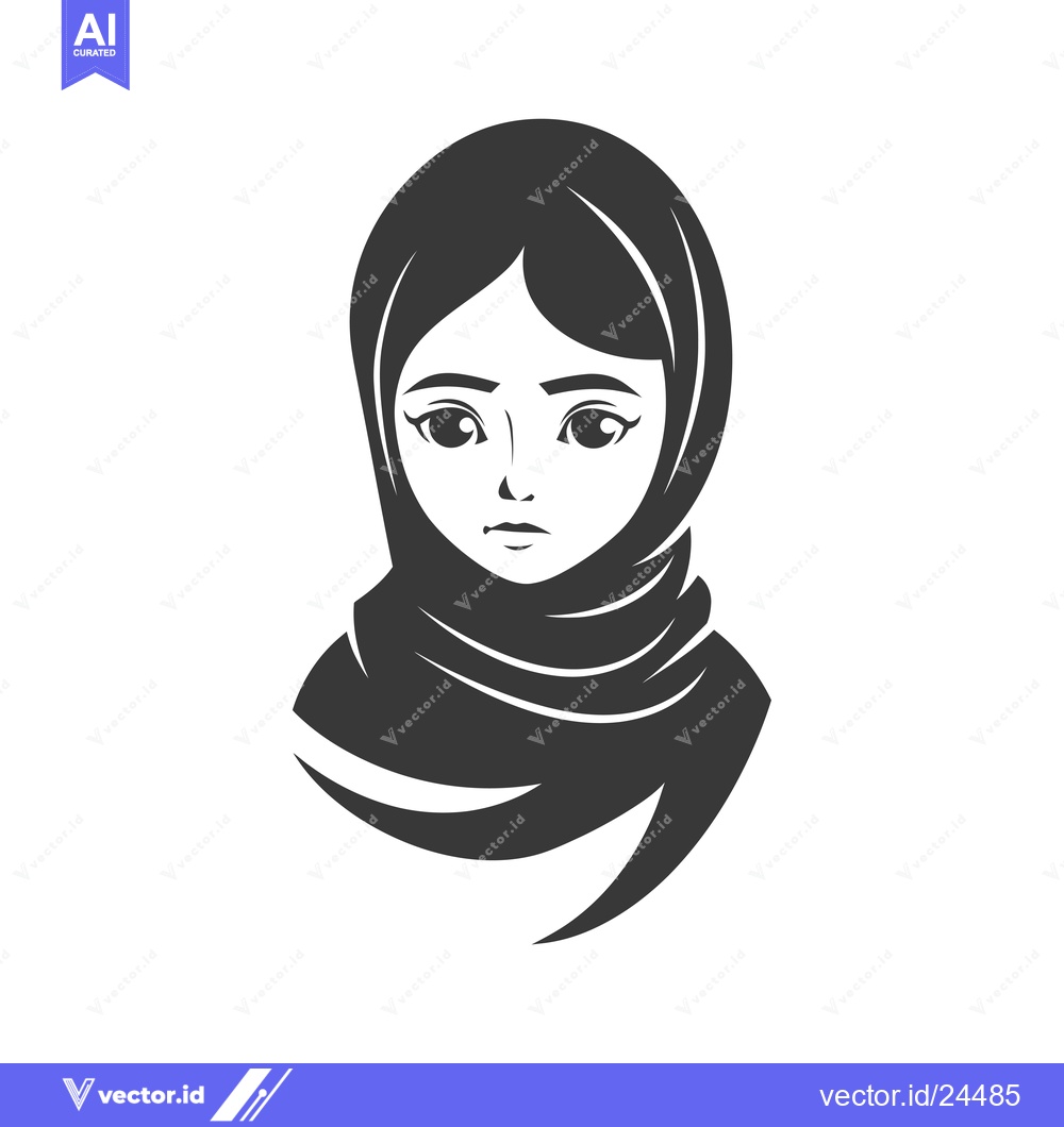 Premium Vector dari Black and White Illustration of a Woman in a Hijab