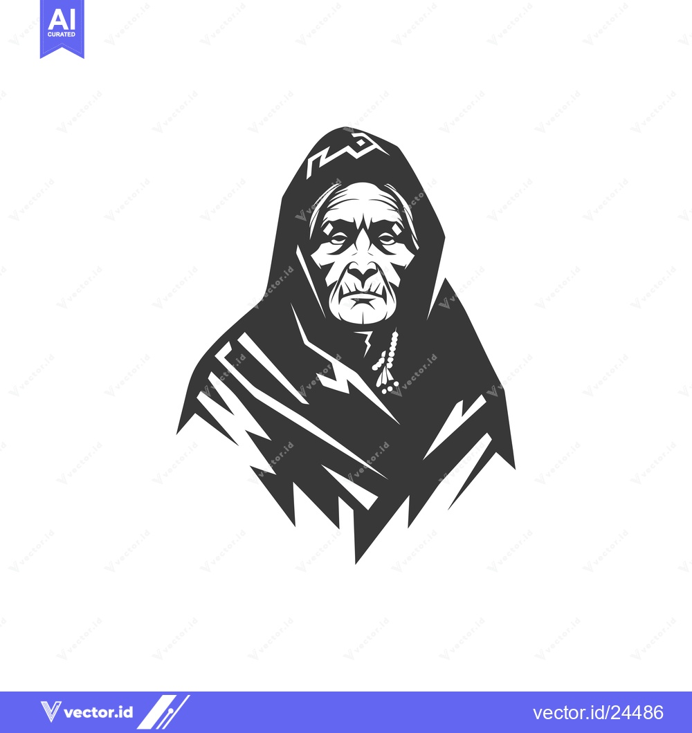 Premium Vector of Black and White Illustration of a Woman in a Hood