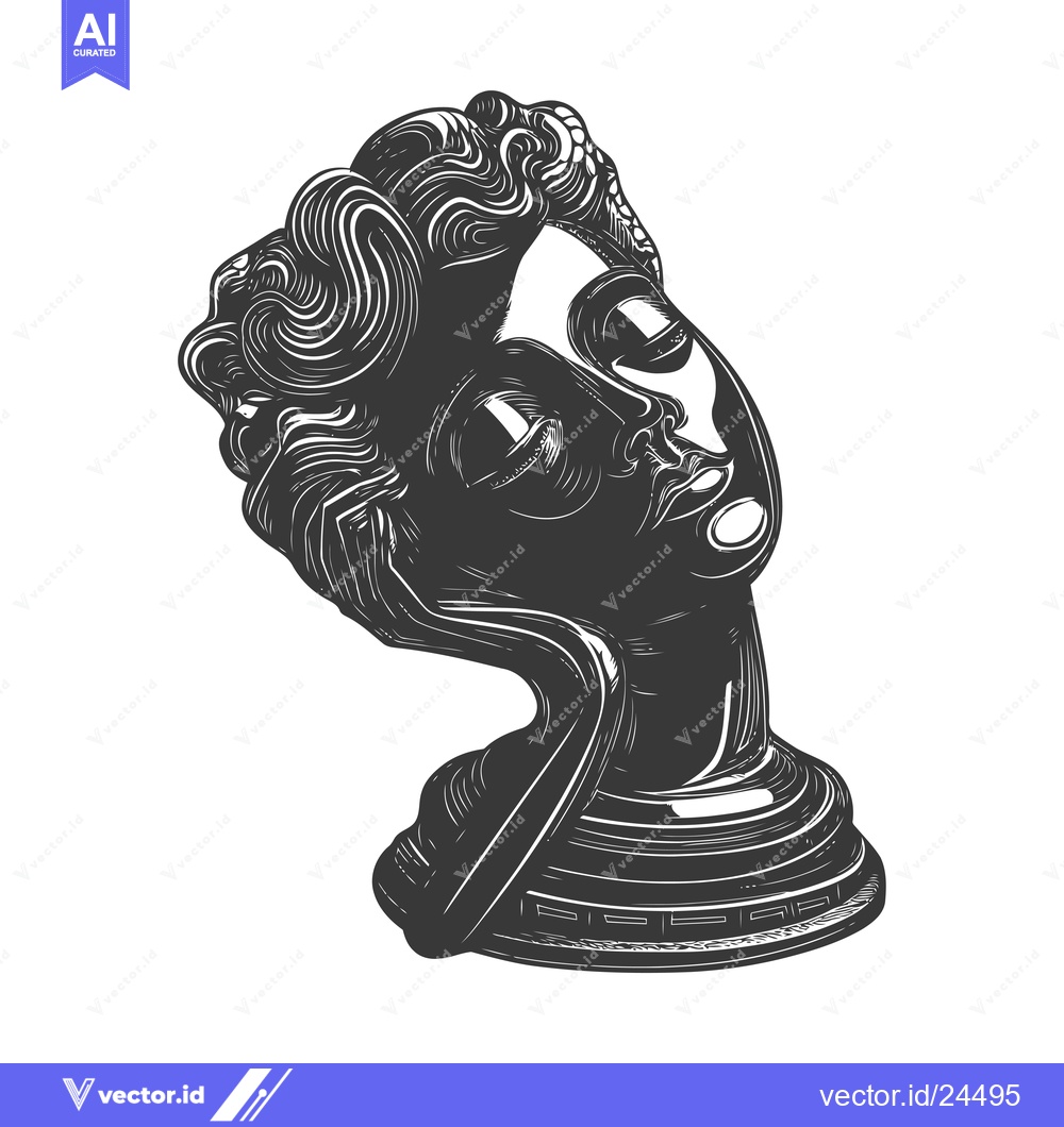 Premium Vector dari Black and White Illustration of a Woman's Bust Statue