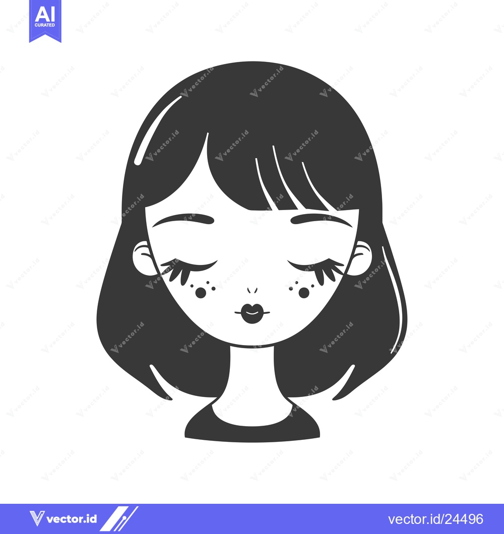 Premium Vector dari Black and White Illustration of a Woman's Face with Closed Eyes