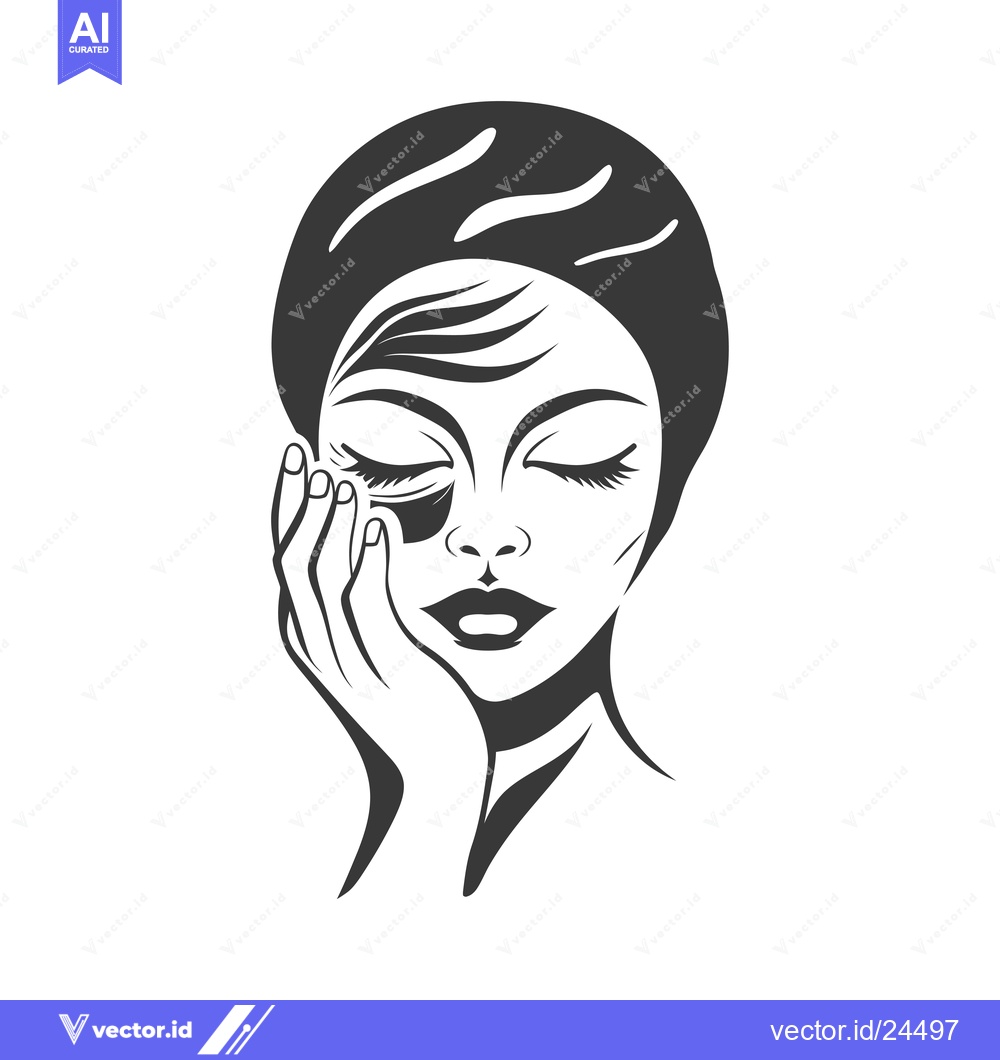 Premium Vector dari Black and White Illustration of a Woman's Face with Closed Eyes