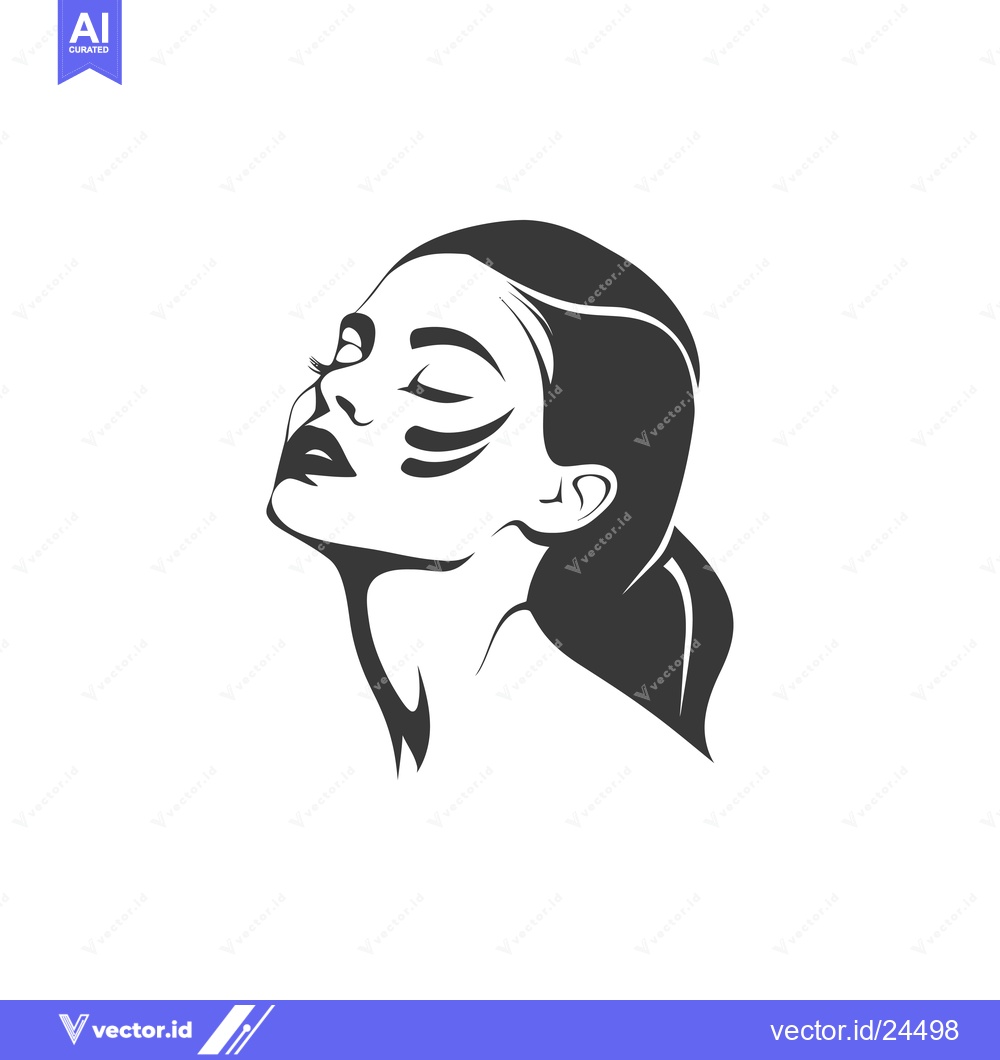 Premium Vector dari Black and White Illustration of a Woman's Face with Closed Eyes