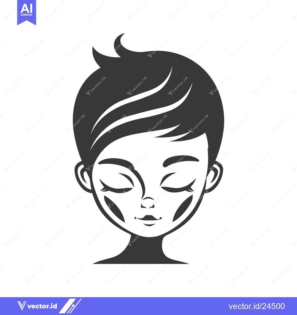 Premium Vector of Black and White Illustration of a Woman's Face with Eyes Closed