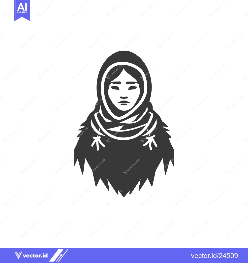 Premium Vector of Black and White Illustration of a Woman Wearing a Hood and Fur Collar