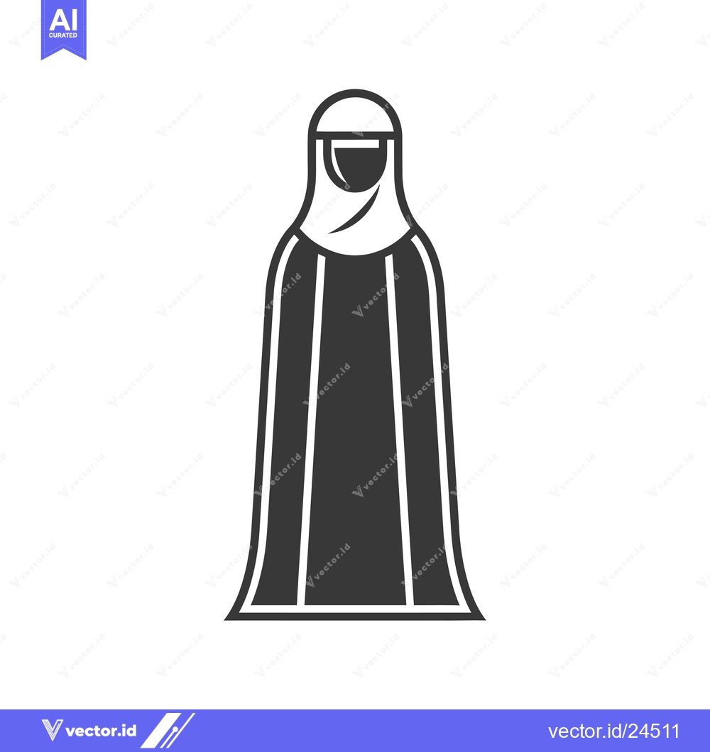 Premium Vector dari Black and white illustration of a woman wearing a niqab