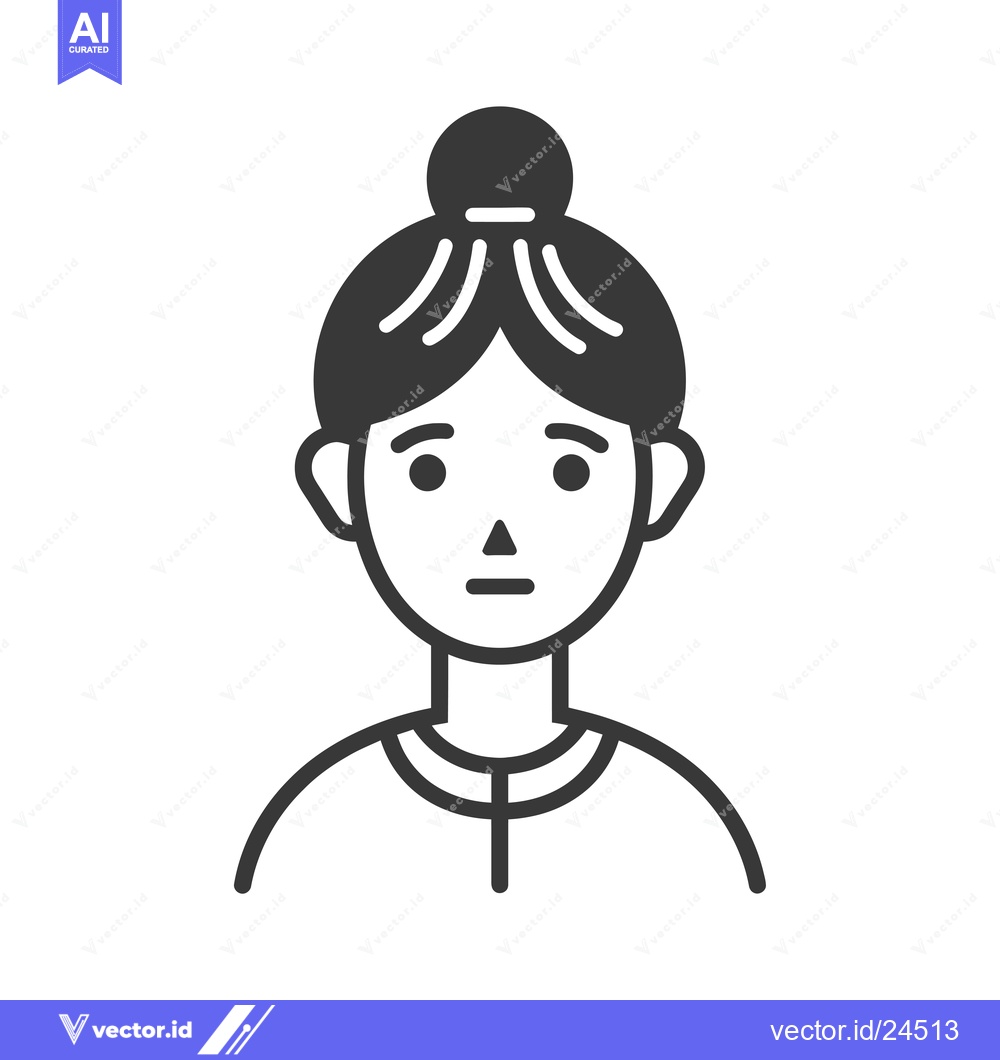 Premium Vector of Black and White Illustration of a Woman with a Bun