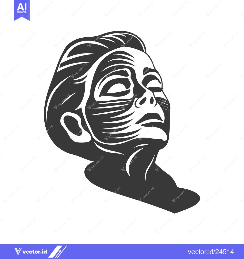 Premium Vector dari Black and White Illustration of a Woman with a Face Mask