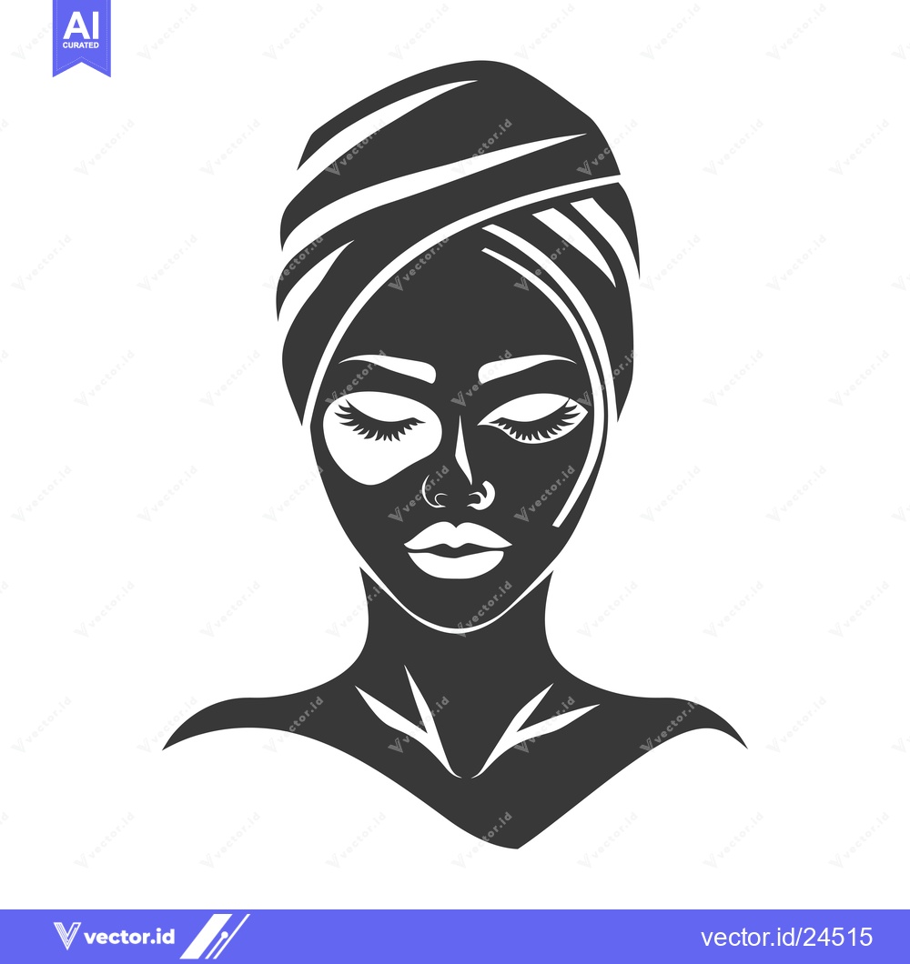 Premium Vector dari Black and white illustration of a woman with a face mask and turban