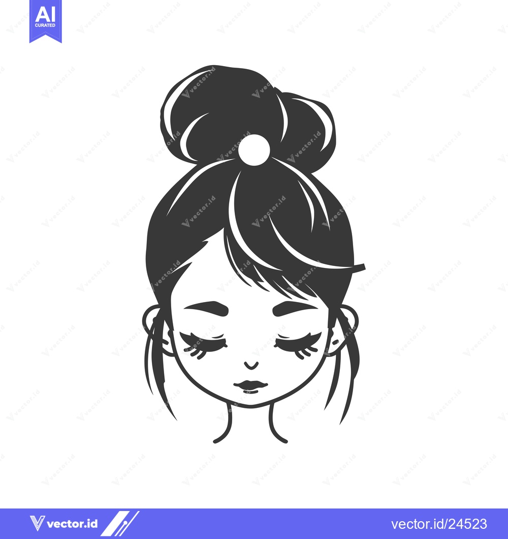 Premium Vector dari Black and White Illustration of a Woman with Her Eyes Closed