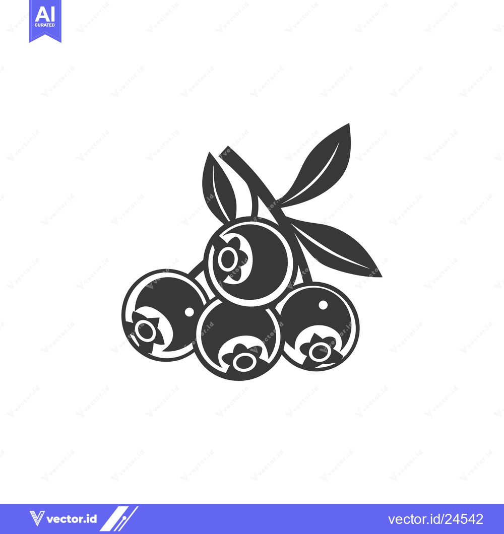 Premium Vector of Black and White Illustration of Blueberries on a Branch
