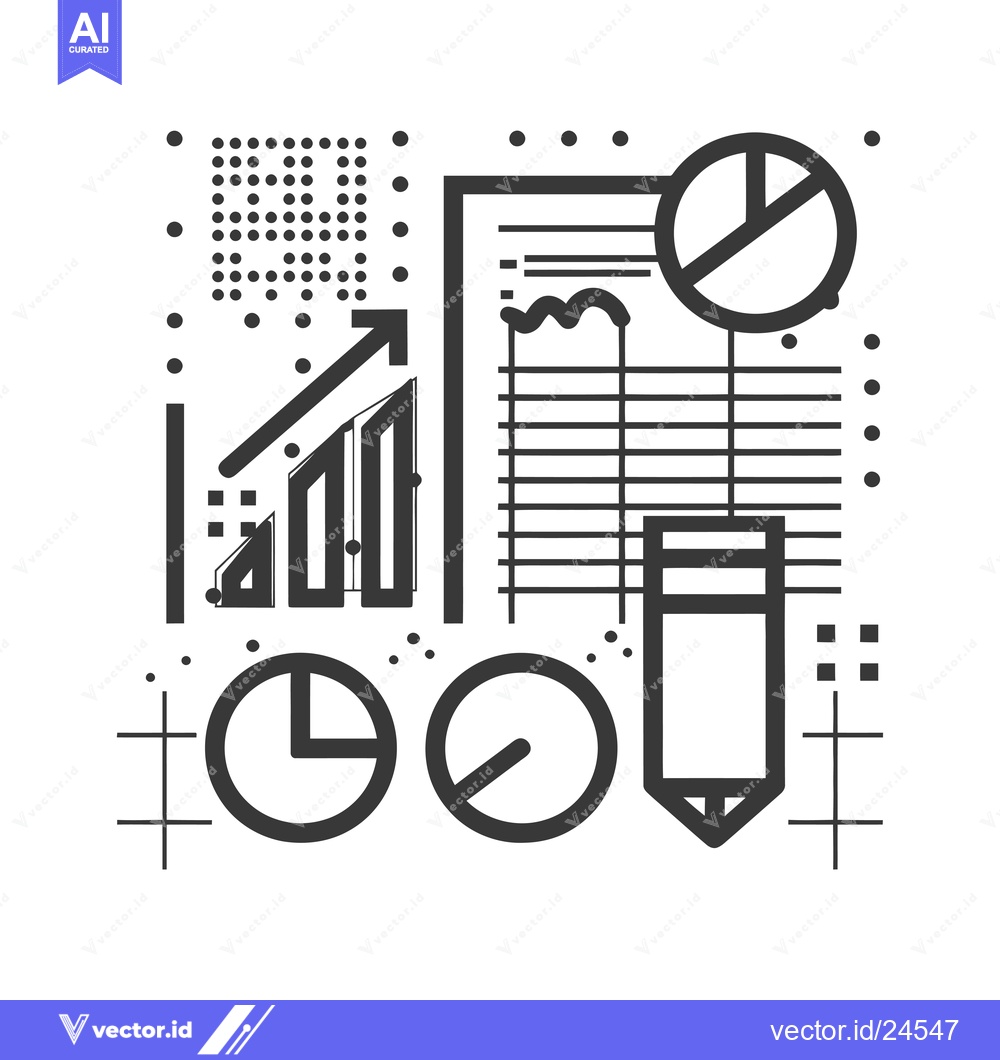 Premium Vector dari Black and White Illustration of Data Analysis and Growth