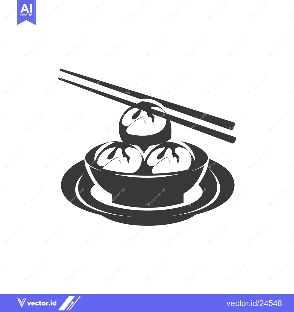 Premium Vector dari Black and white illustration of dumplings in a bowl with chopsticks