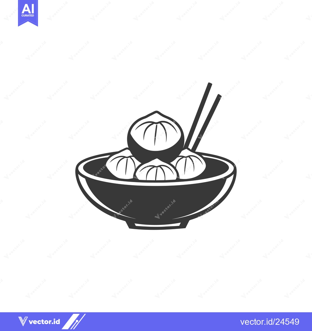 Premium Vector of Black and White Illustration of Dumplings in a Bowl with Chopsticks