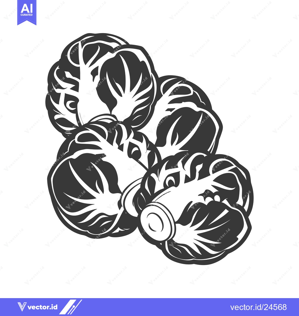 Premium Vector dari Black and White Illustration of Four Napa Cabbage Heads