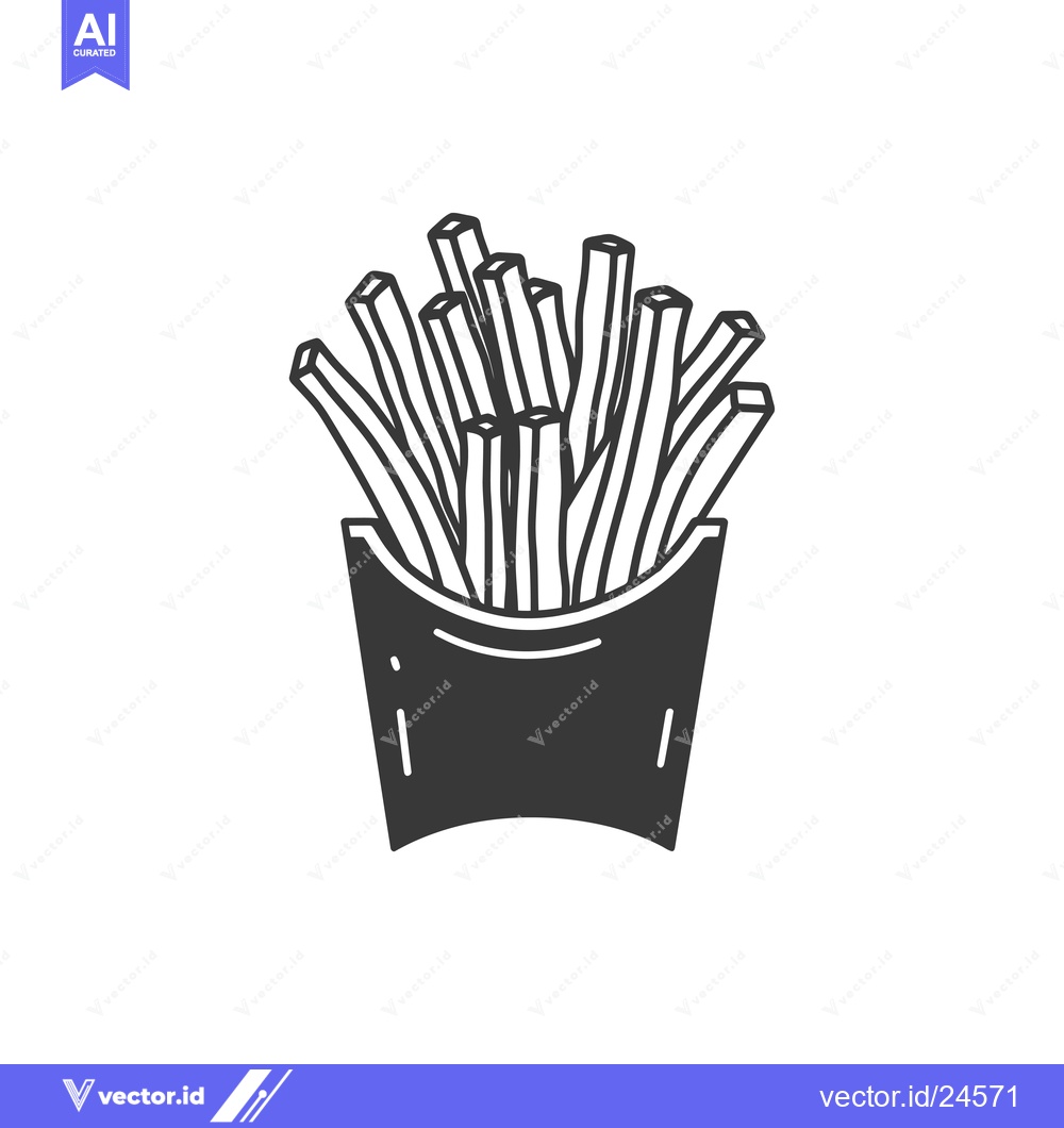 Premium Vector dari Black and White Illustration of French Fries in a Paper Container