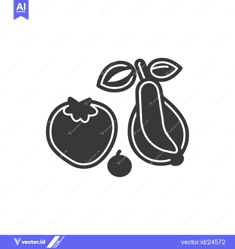 Premium Vector dari Black and White Illustration of Fruit: Banana, Persimmon, and Cherry