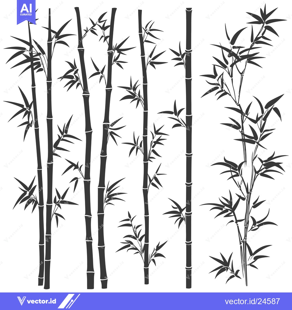 Premium Vector dari Black and White Illustration of Multiple Bamboo Plants