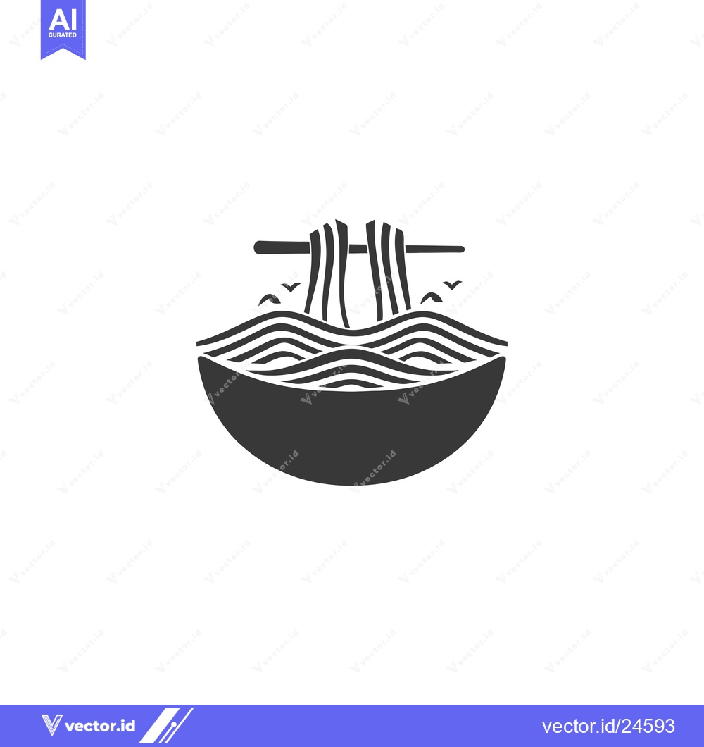 Premium Vector dari Black and White Illustration of Noodles in a Bowl