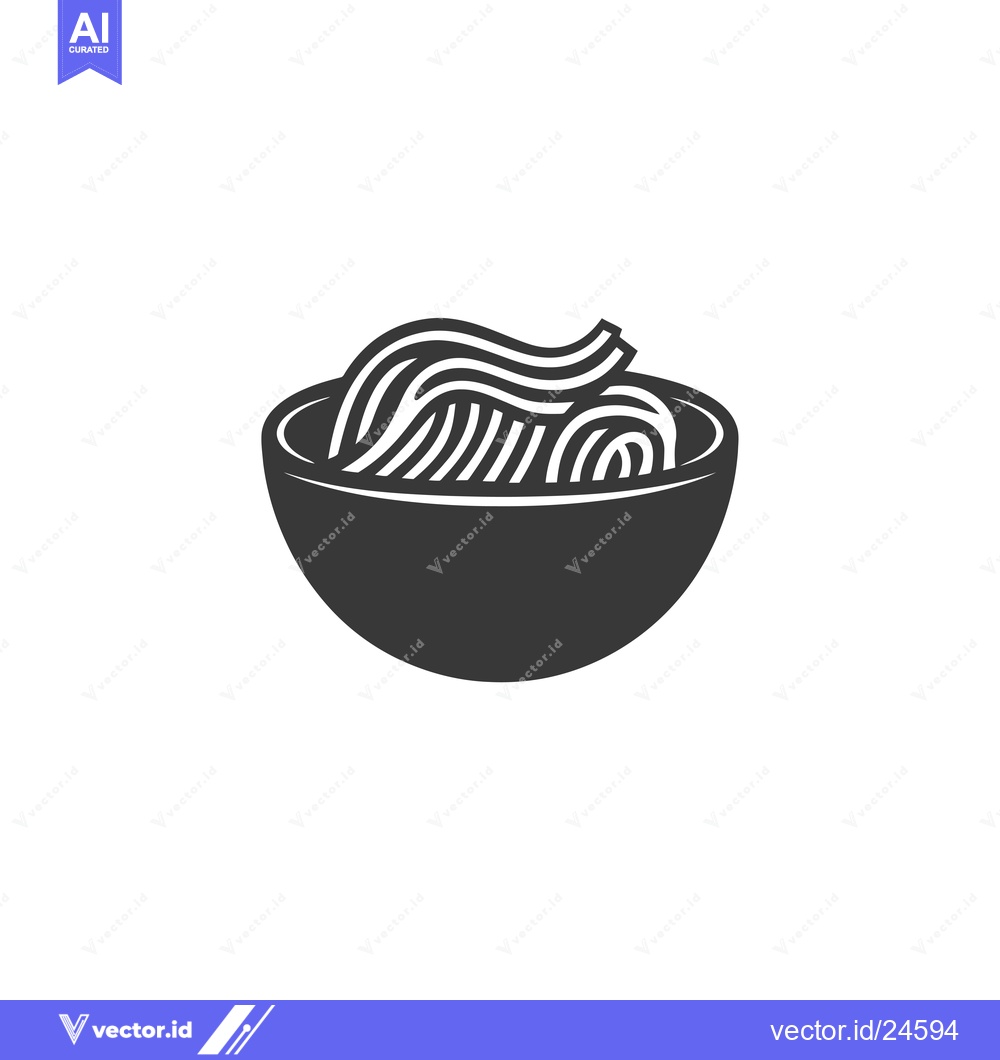 Premium Vector dari Black and White Illustration of Noodles in a Bowl