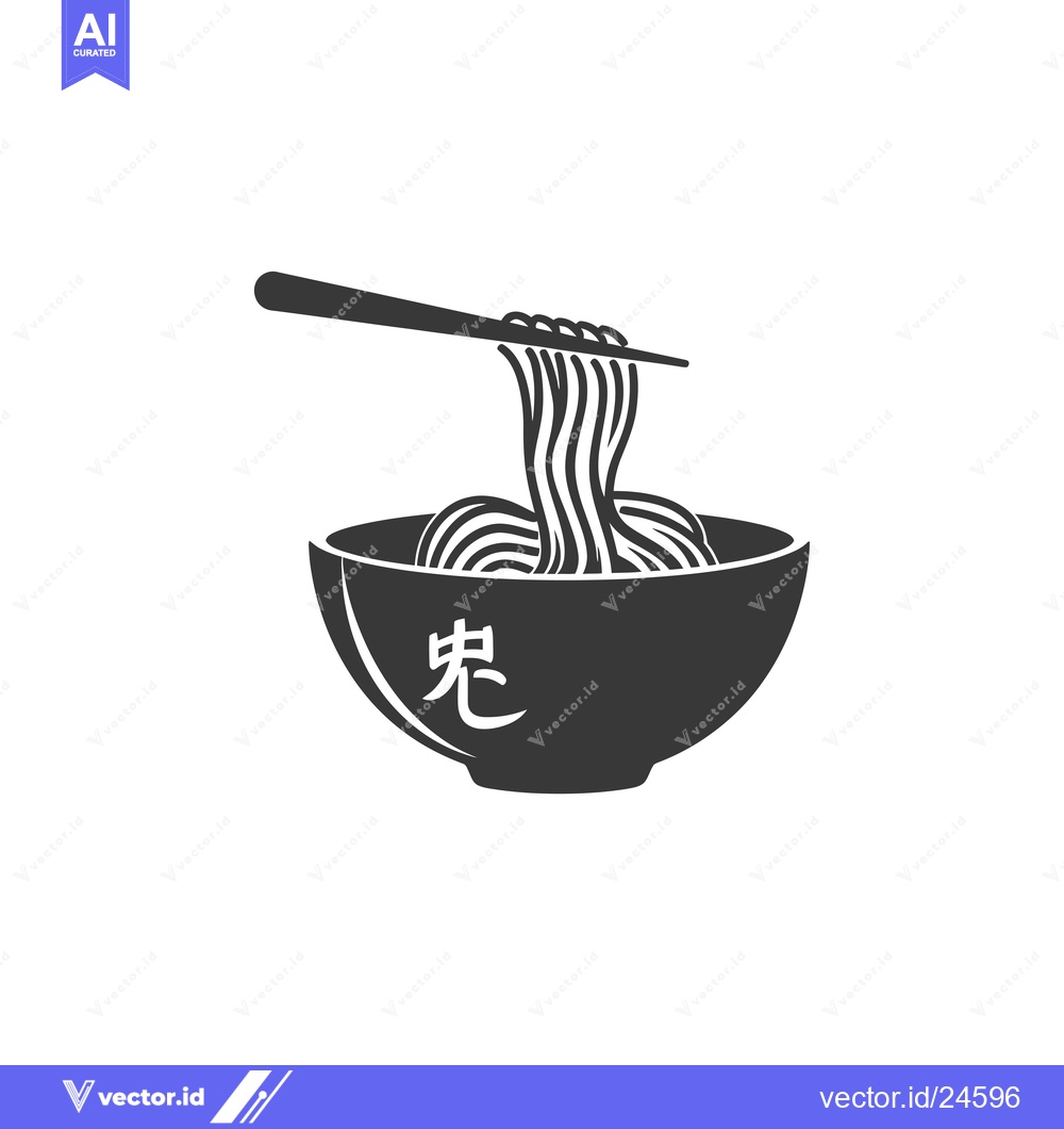 Premium Vector dari Black and White Illustration of Noodles in a Bowl with Chopsticks