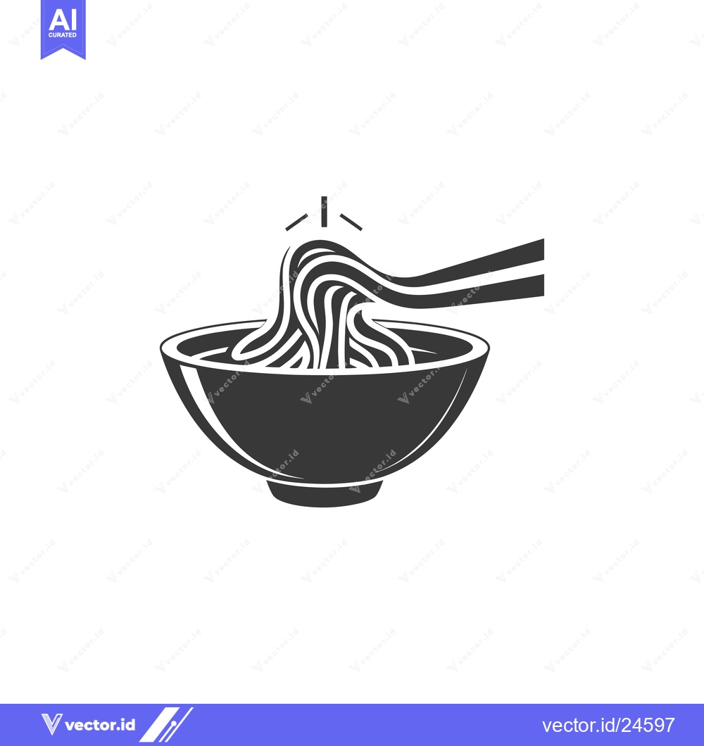 Premium Vector dari Black and White Illustration of Noodles in a Bowl with Chopsticks