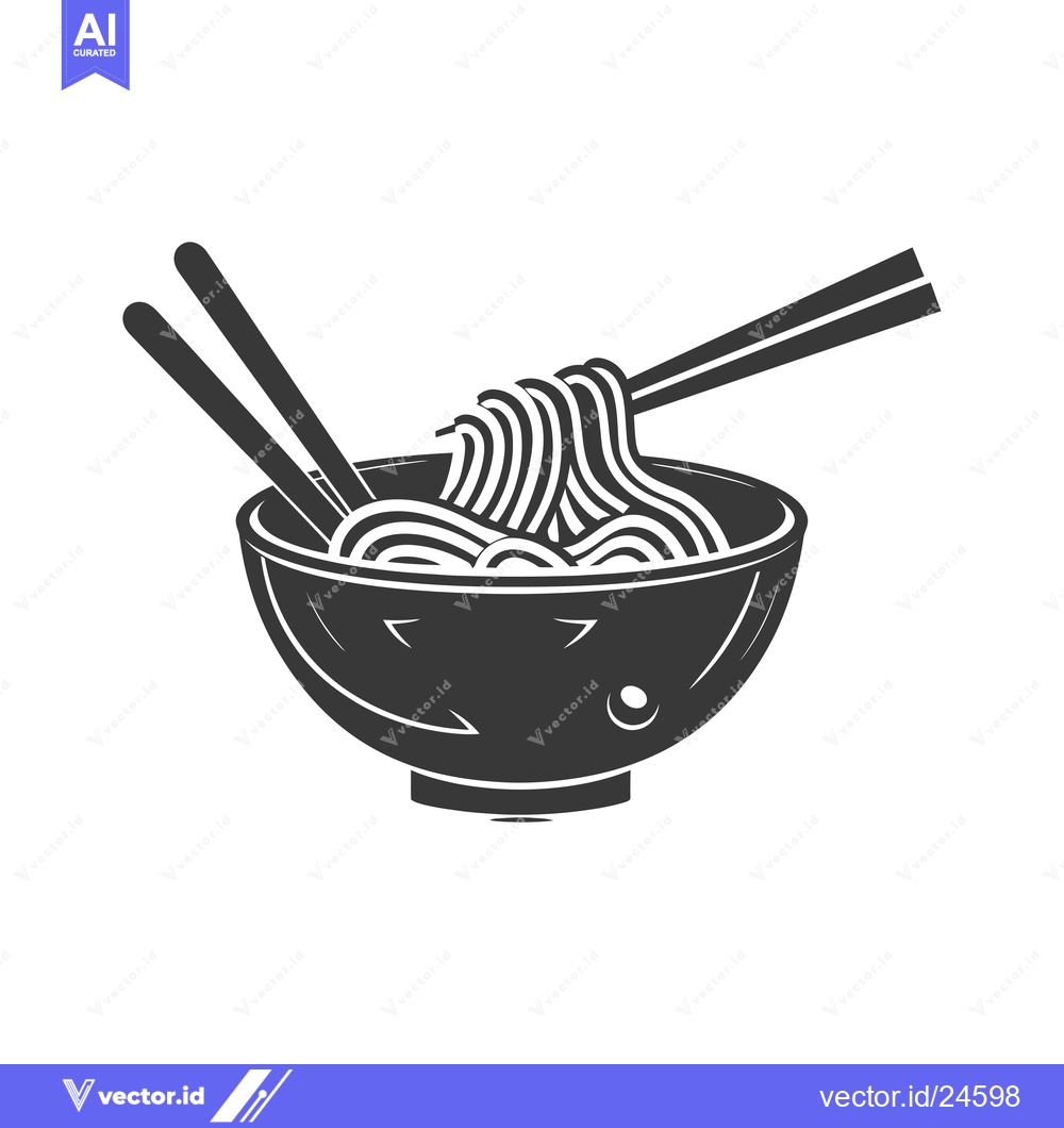 Premium Vector of Black and White Illustration of Noodles with Chopsticks