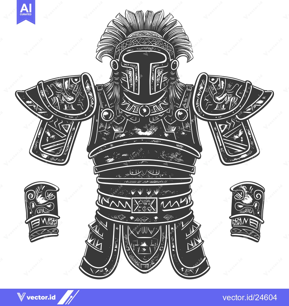 Premium Vector dari Black and White Illustration of Roman Gladiator Armor
