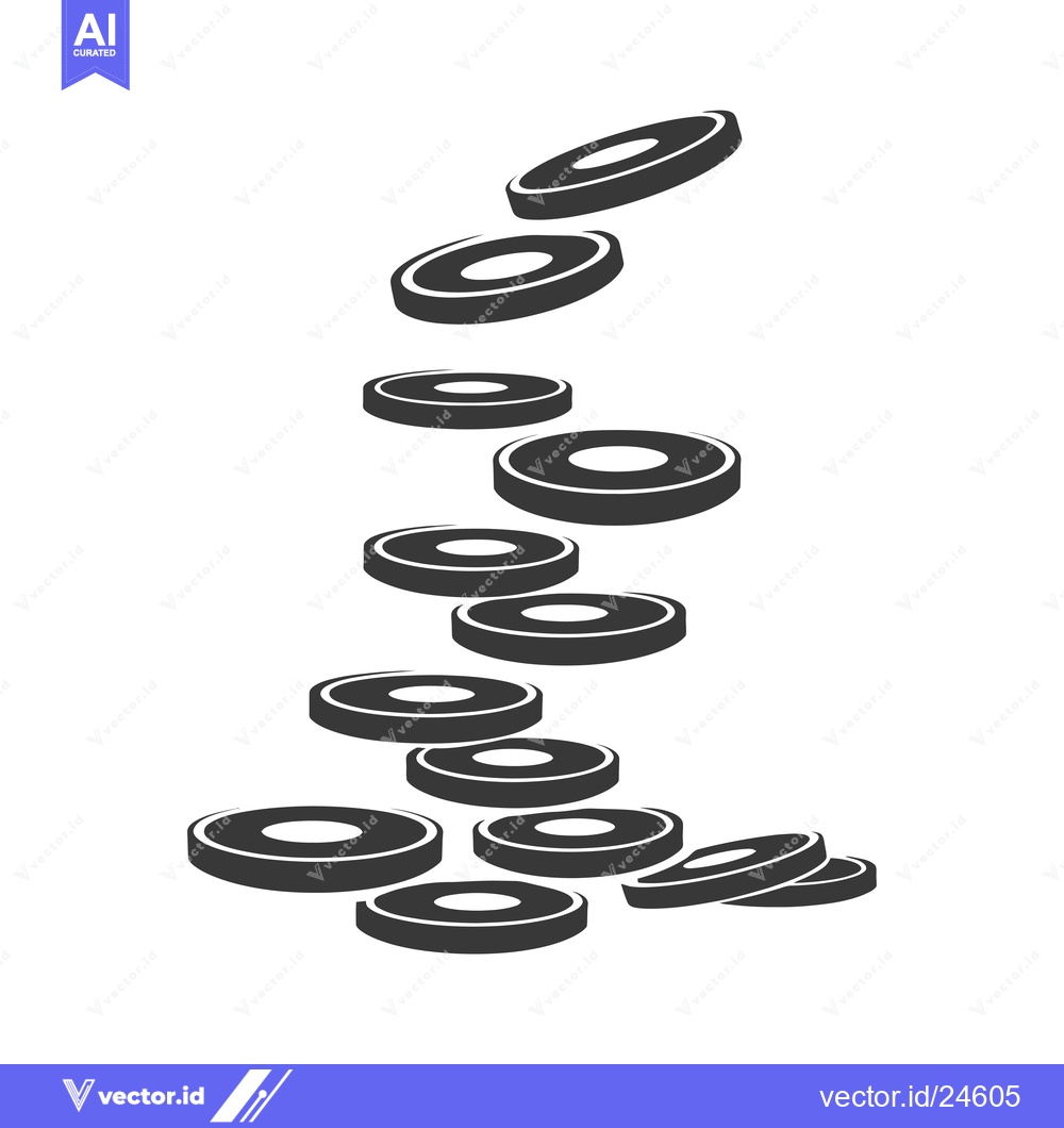 Premium Vector of Black and White Illustration of Scattered Coins