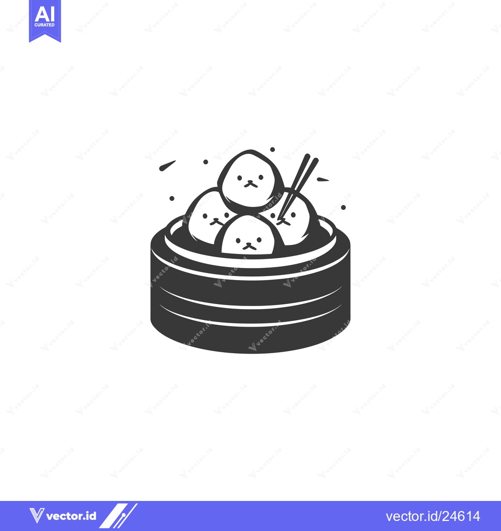 Premium Vector dari Black and White Illustration of Steamed Buns with Chopsticks