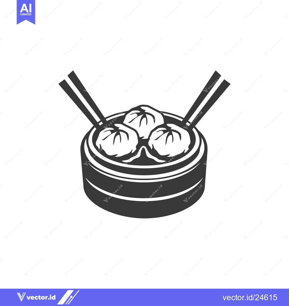 Premium Vector dari Black and White Illustration of Steamed Dumplings with Chopsticks