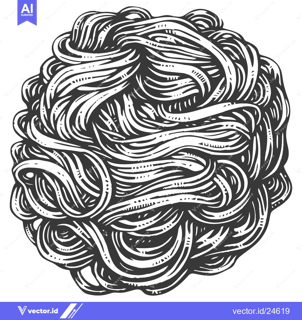 Premium Vector of Black and White Illustration of Tangled Noodles