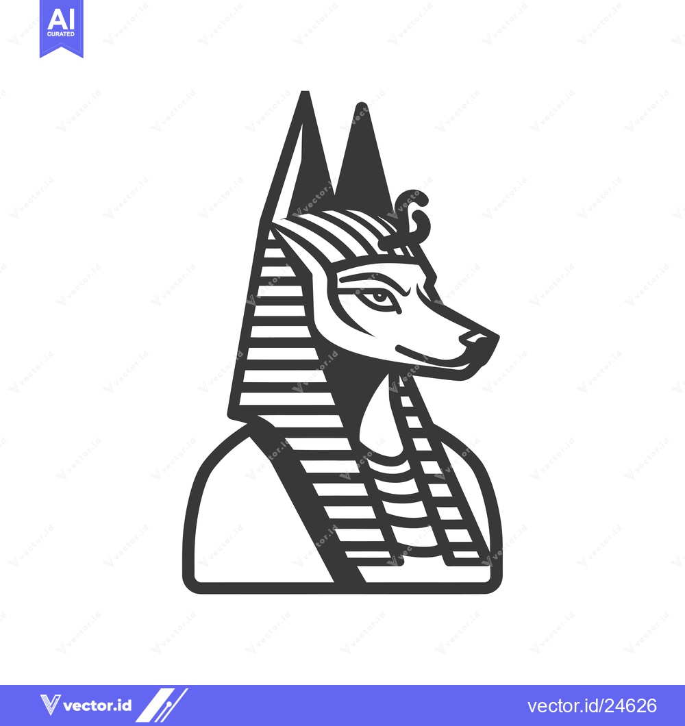 Premium Vector of Black and White Illustration of the Egyptian God Anubis