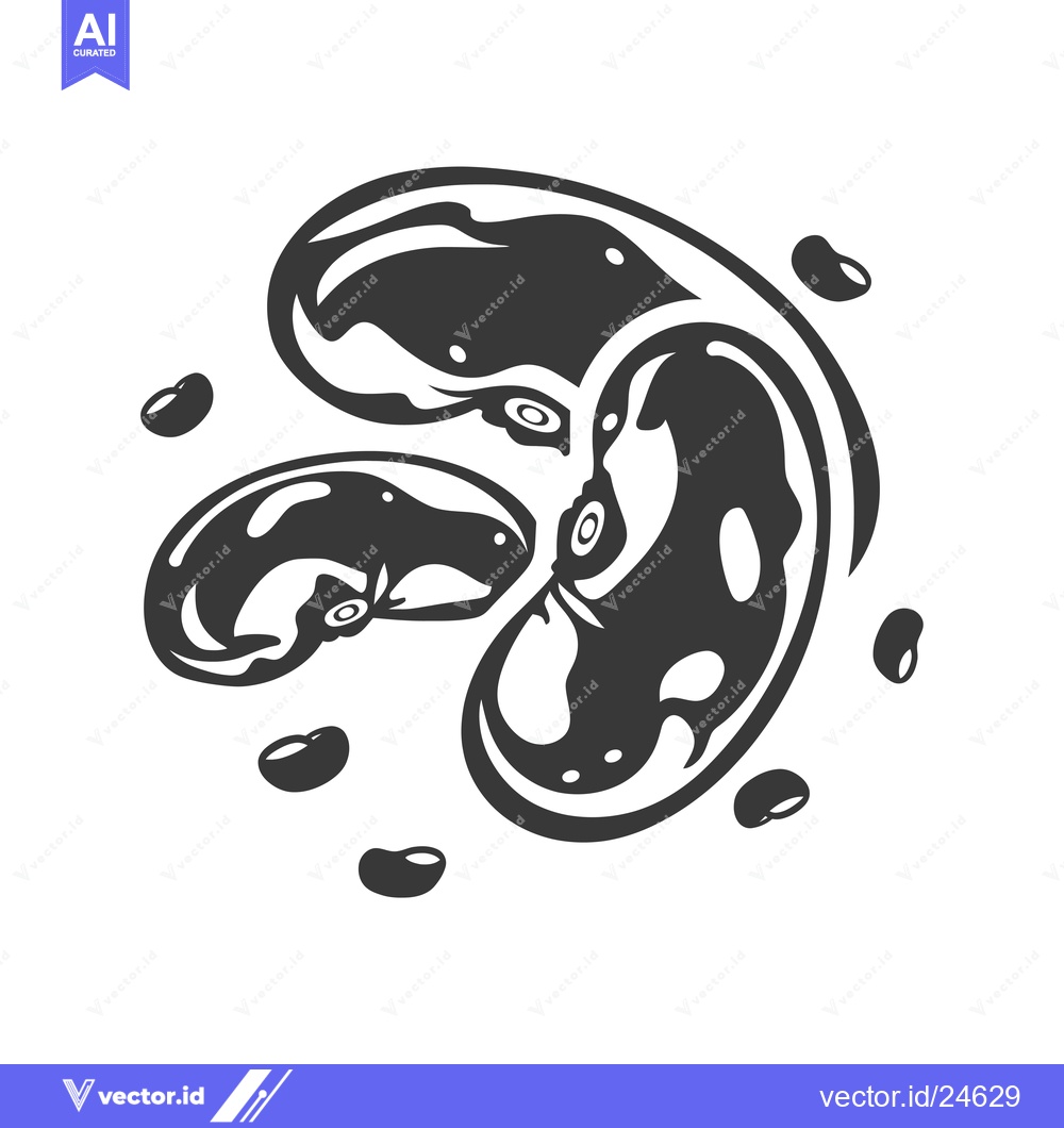 Premium Vector of Black and White Illustration of Three Beans with Scattered Beans