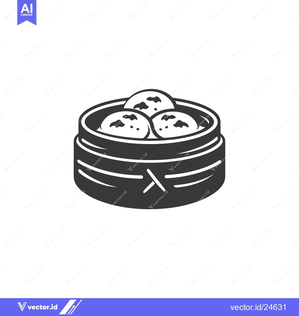 Premium Vector dari Black and White Illustration of Three Buns in a Bamboo Steamer