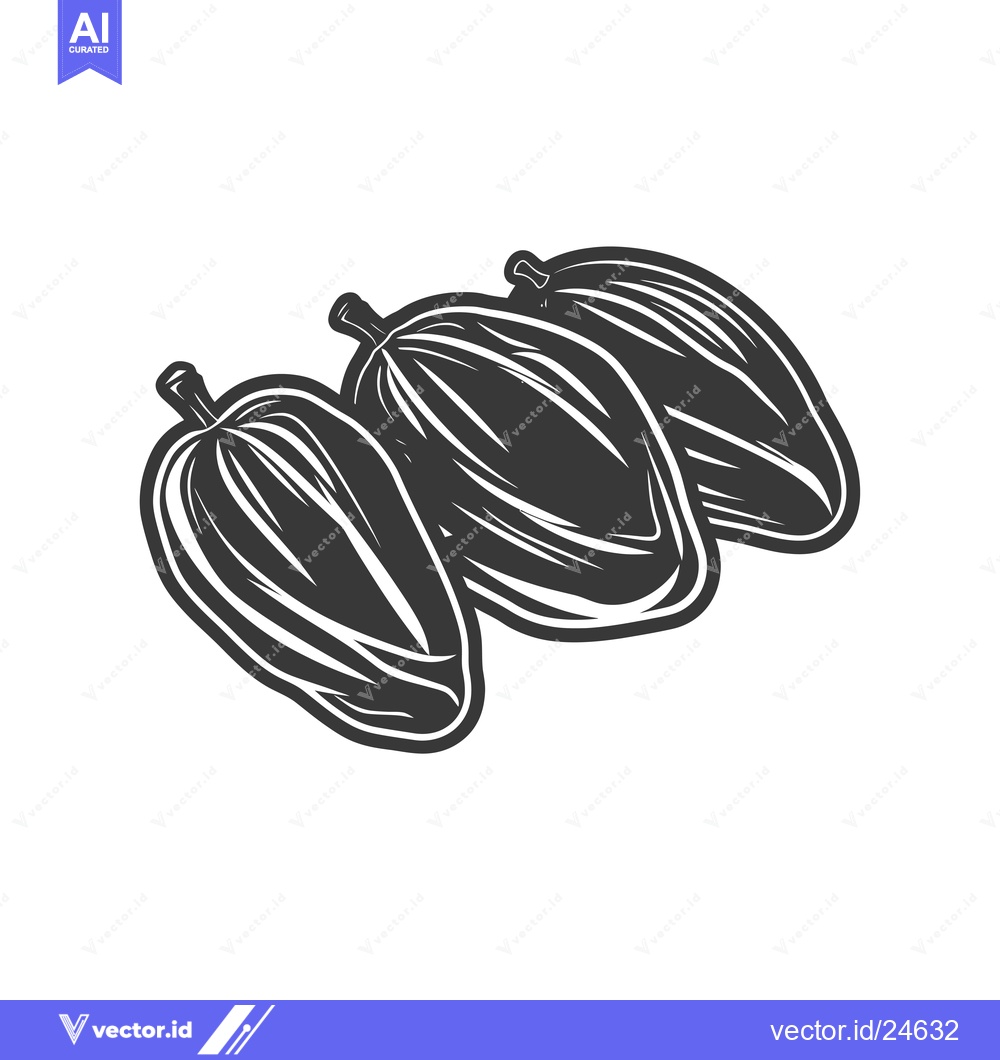 Premium Vector of Black and white illustration of three cacao pods