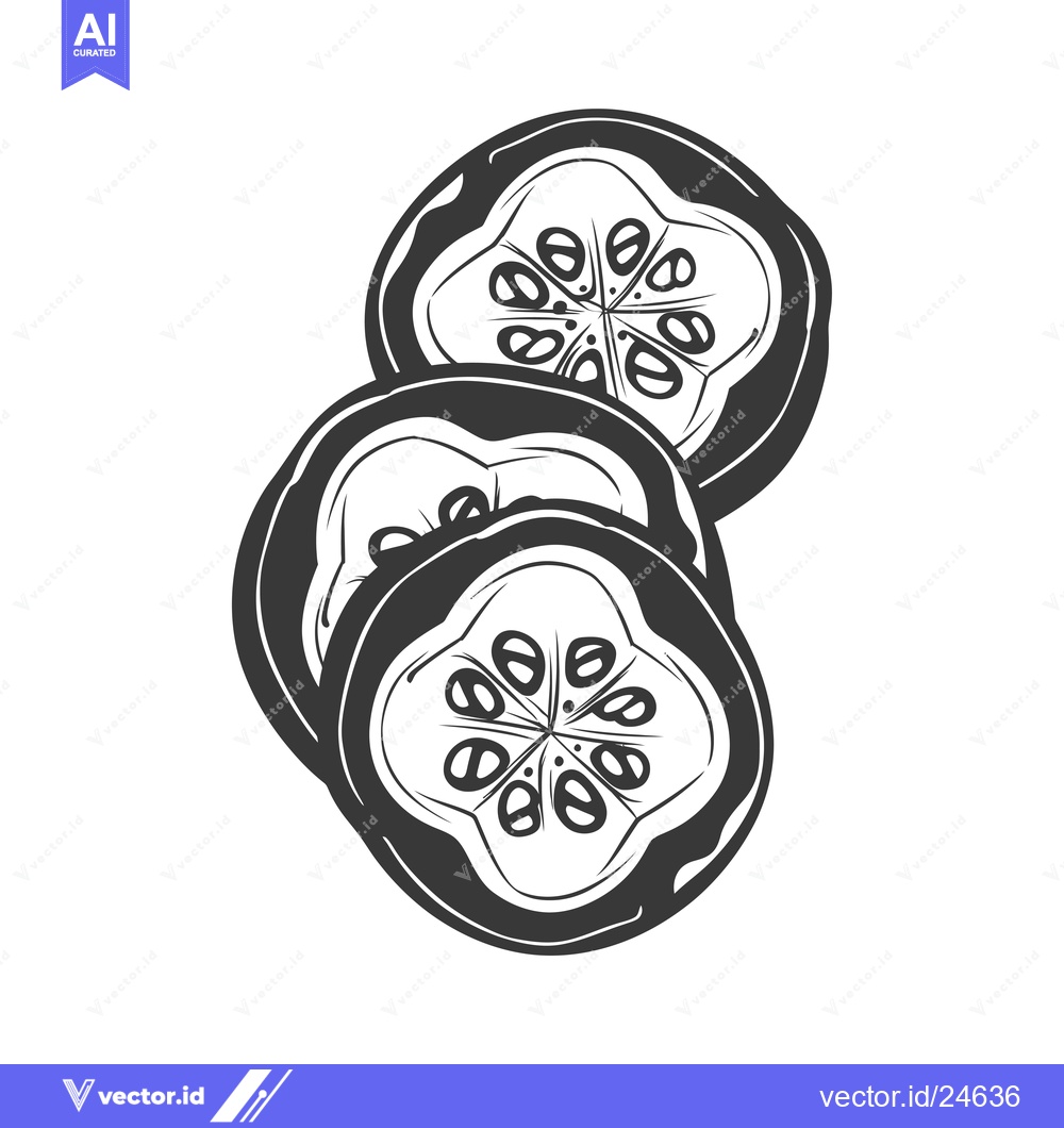 Premium Vector dari Black and white illustration of three cucumber slices