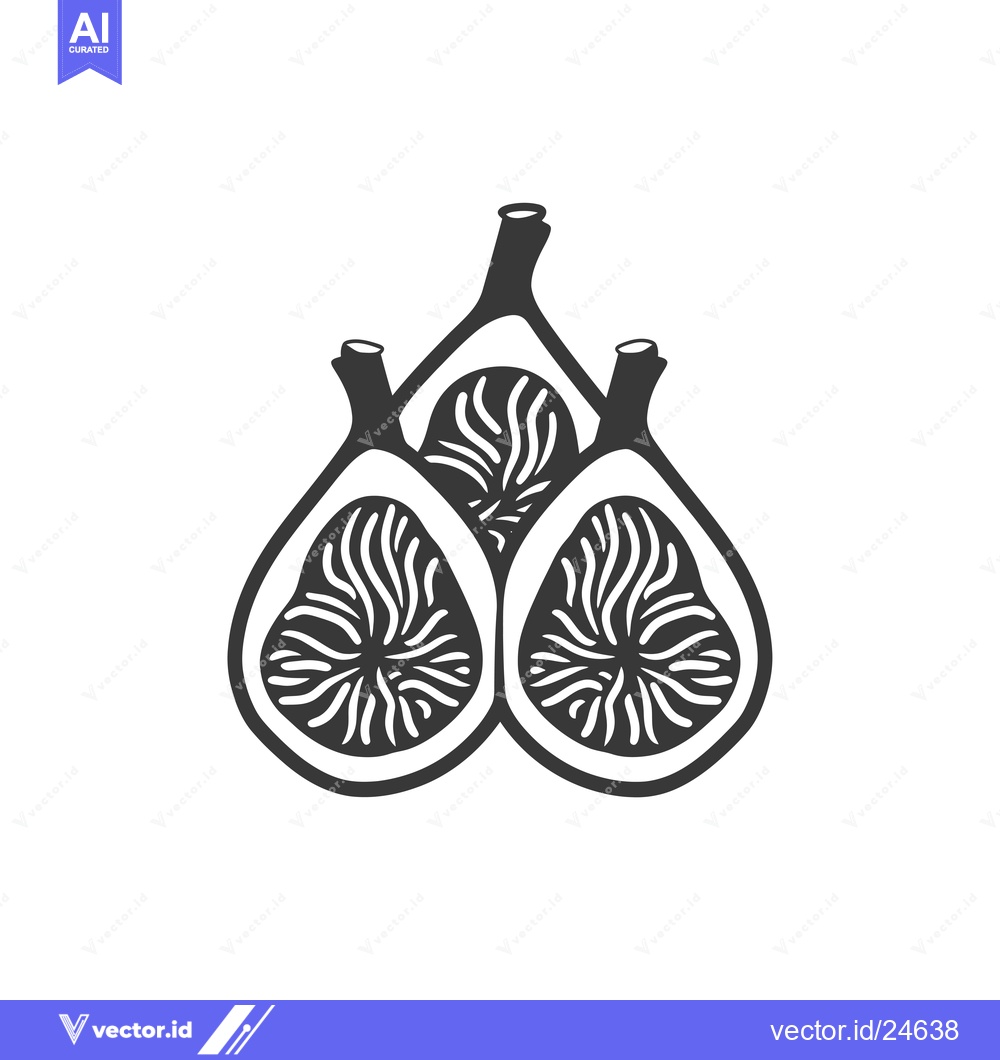 Premium Vector dari Black and White Illustration of Three Halved Figs
