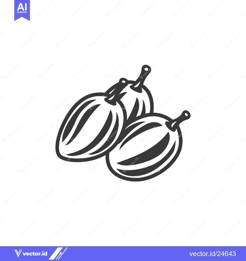 Premium Vector of Black and White Illustration of Three Plums