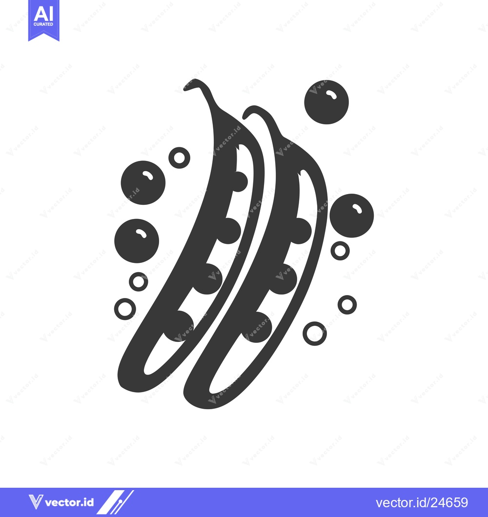 Premium Vector of Black and white illustration of two pea pods with peas