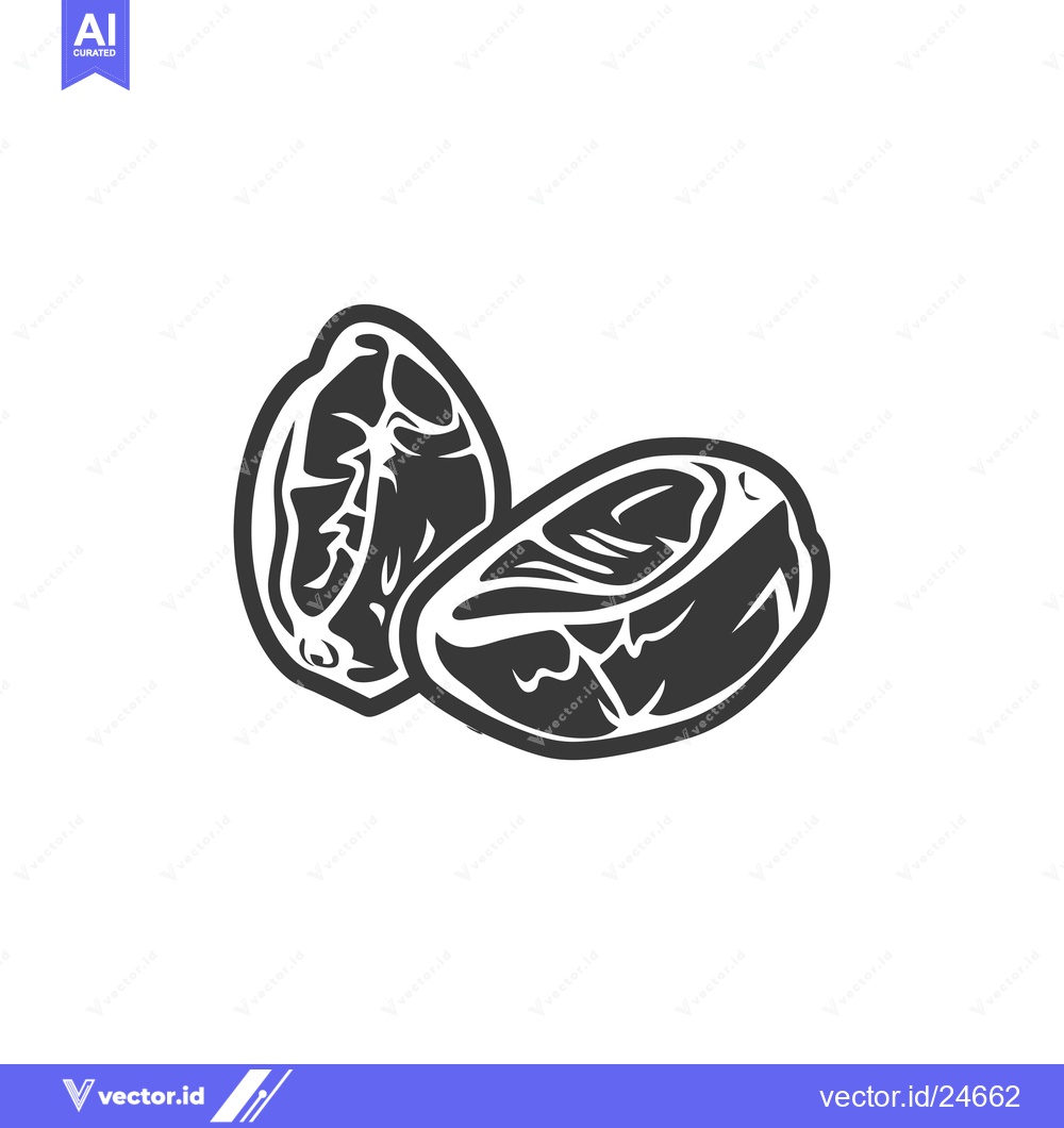 Premium Vector dari Black and White Illustration of Two Sliced Dates