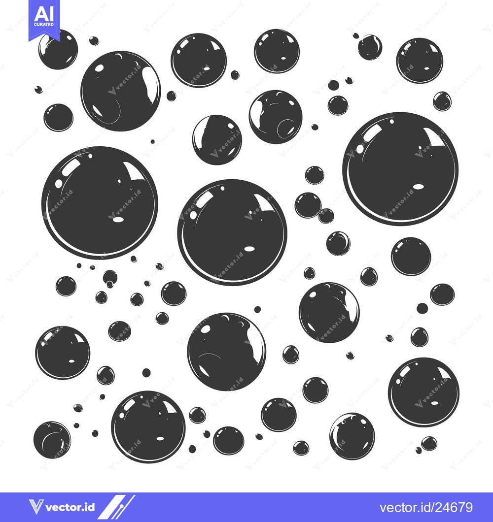 Premium Vector dari Black and White Illustration of Various Sized Soap Bubbles