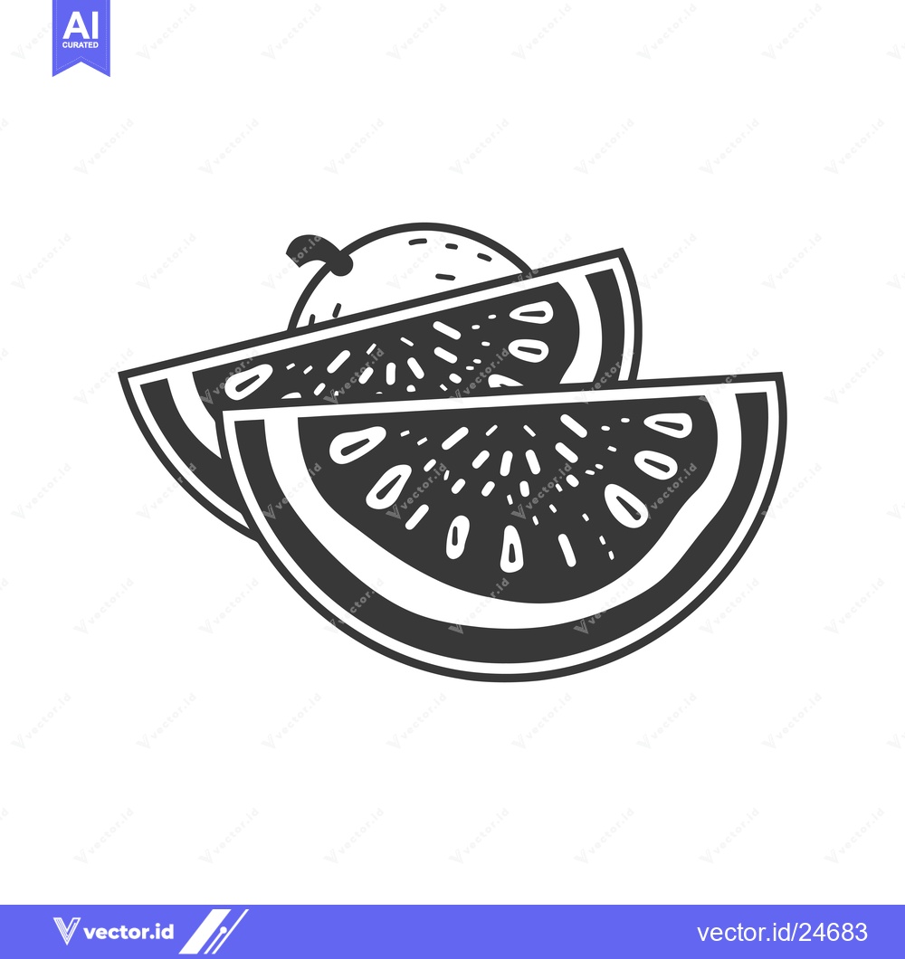 Premium Vector dari Black and White Illustration of Watermelon Slices