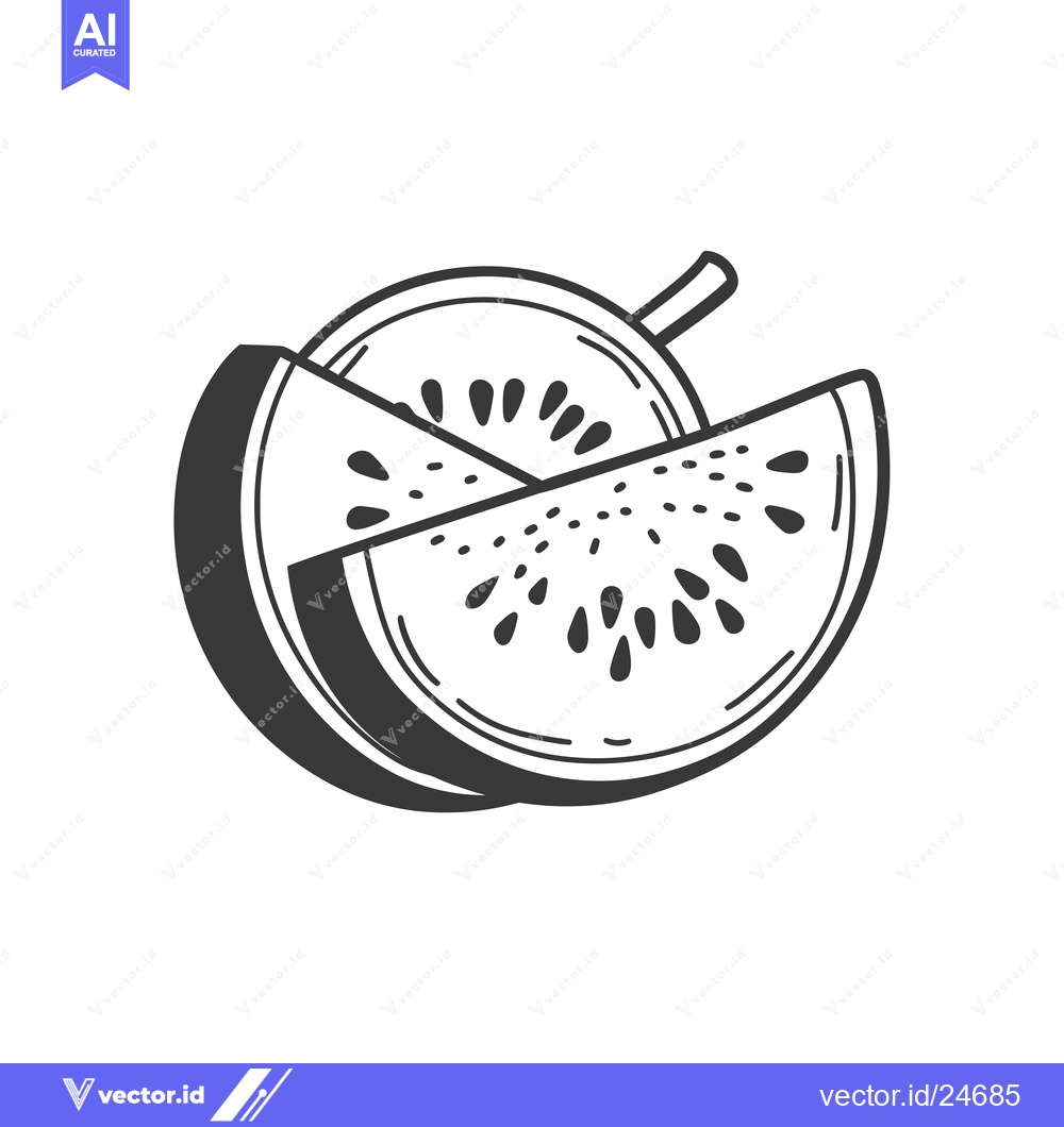 Premium Vector dari Black and White Illustration of Watermelon Slices