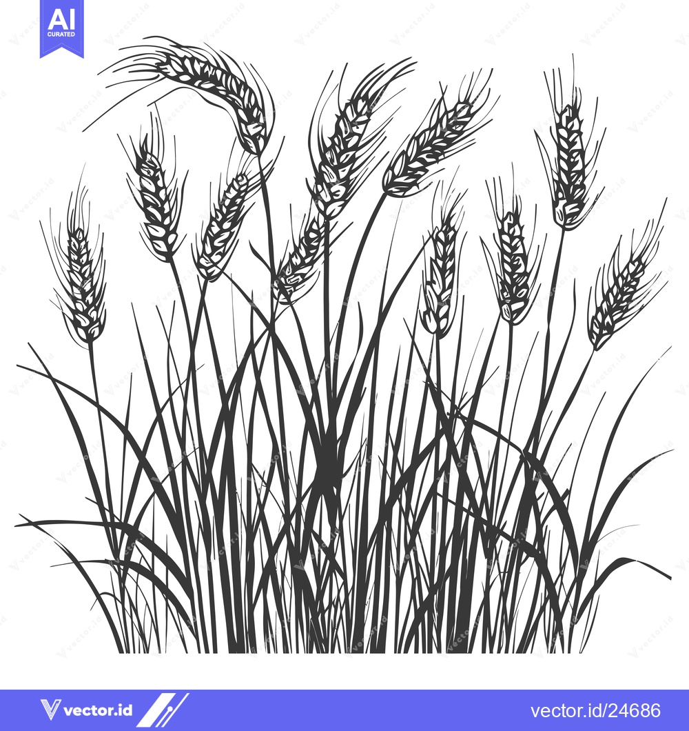 Premium Vector dari Black and White Illustration of Wheat Stalks
