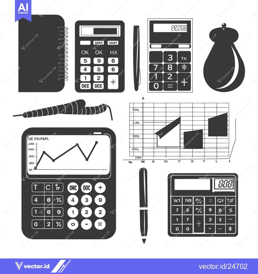 Premium Vector of Black and White Illustrations of Business and Finance Tools