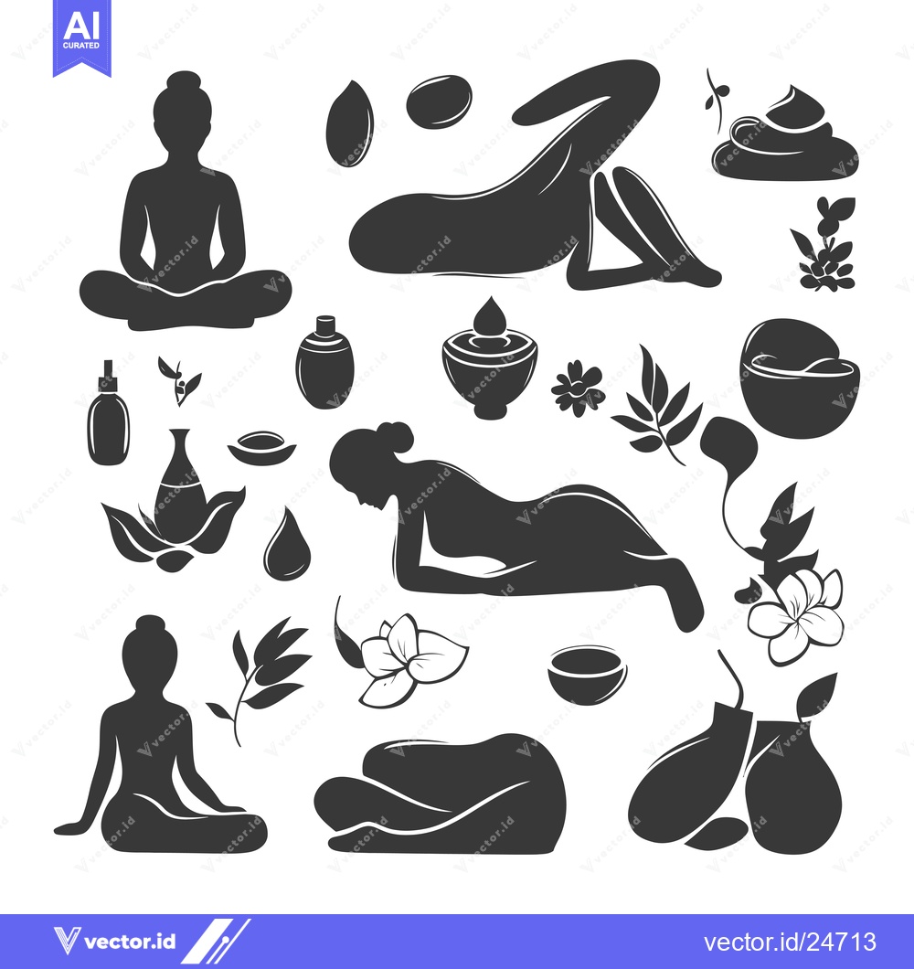 Premium Vector dari Black and White Illustrations of Spa and Wellness Products
