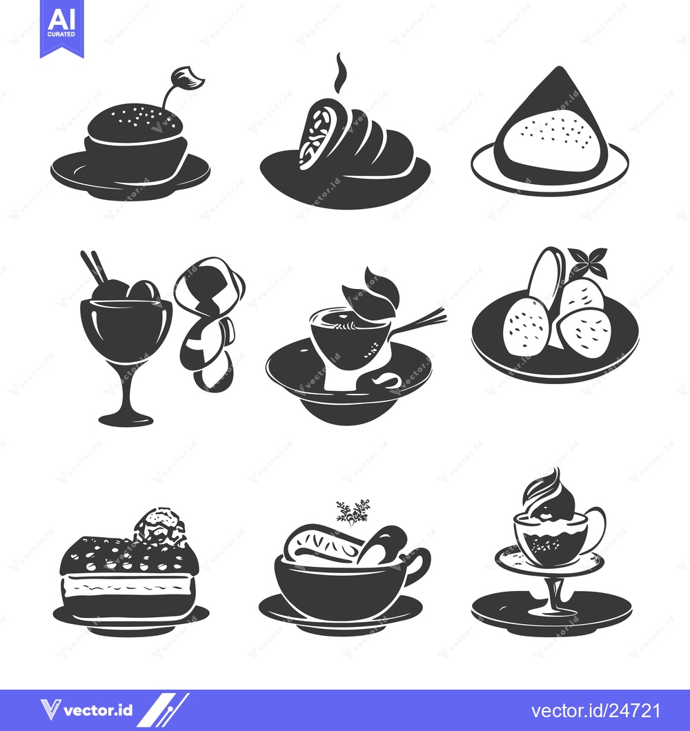 Premium Vector dari Black and White Illustrations of Various Desserts